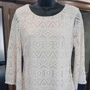 A. Byer tan crochet boho dress size medium